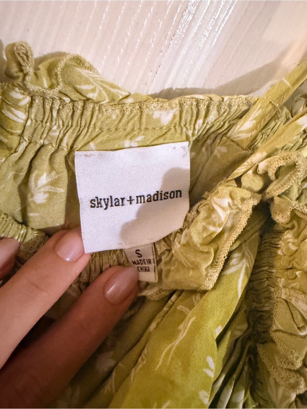 Off the shoulder long sleeve Lime Green Floral Ruffle Romper - Picture 3 of 3
